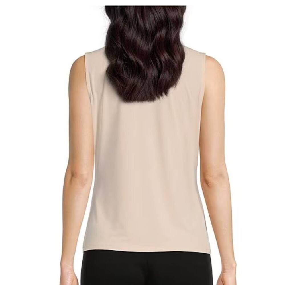 Calvin Klein Women's Gathered V-Neck Sleeveless Top pale pink / tan S small - Picture 2 of 5